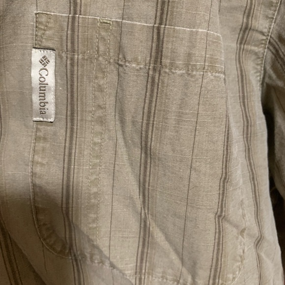 Men’s Columbia  brown vertical striped button down shirt XL - Picture 3 of 4